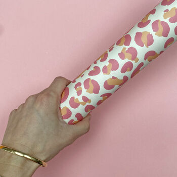 Pink And Peach Leopard Print Wrapping Paper, 3 of 6