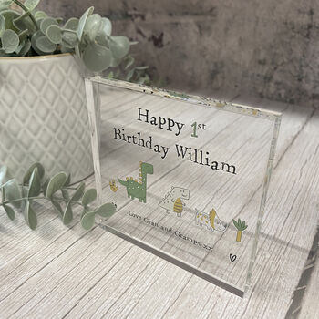 Personalised Birthday Acrylic Block Dinosaur Design, 5 of 6