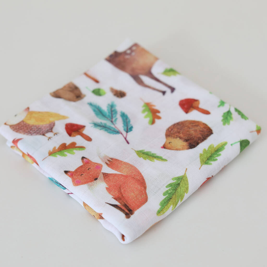 Muslin Burp Cloth Woodland By The Fox in the Attic