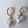 Irregular Baroque Pearl 16k Gold Plated Heart Drop Earrings, thumbnail 5 of 7