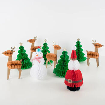 Set Of 10 Christmas Characters Honeycomb Decorations, 3 of 3