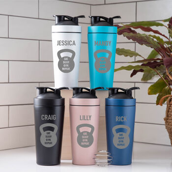 Personalised Kettle Bell Protein Shaker Bottle, 2 of 8
