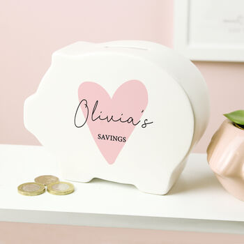 Personalised Pink Baby Girl Piggy Bank, 2 of 5