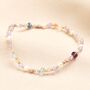 Semi Precious Pearl Purple And Blue Beaded Bracelet In Gold, thumbnail 1 of 4