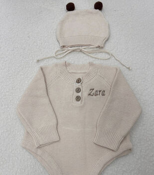 Personalised Embroidered Knitted Baby Romper, 4 of 6
