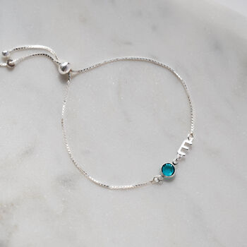 Sterling Silver Initial And Birthstone Slider Bracelet, 4 of 10