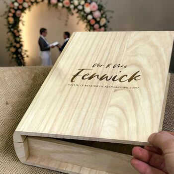 Personalised Wooden Book Shaped Keepsake Box, 8 of 8