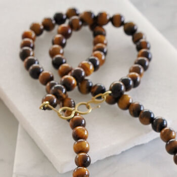 Mens Long Length Tigers Eye Necklace, 2 of 3