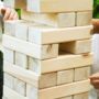 Personalised Giant Tumbling Blocks For Weddings And Events, Large Tumbling Blocks Garden Game, thumbnail 1 of 5