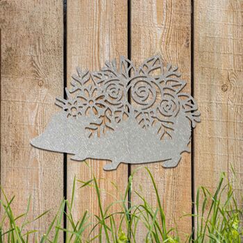 Rusted Metal Hedgehog With Flowers Gardeners Gift Art, 6 of 10