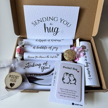 Letterbox Hug Box With Chocolate Treats Pocket Hug, 3 of 12