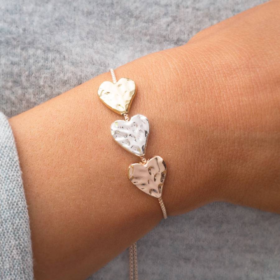 Alida Triple Heart Slider Bracelet By Bloom Boutique Alida Triple Heart Slider Bracelet