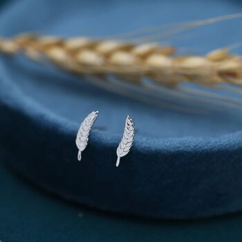 Wheat Stud Earrings In Sterling Silver, 2 of 12