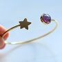 Gold Plated Star And Birthstone Adjustable Bangle, thumbnail 10 of 12