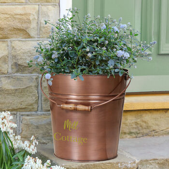 Personalised Vintage Copper Garden Bucket Planter, 3 of 4