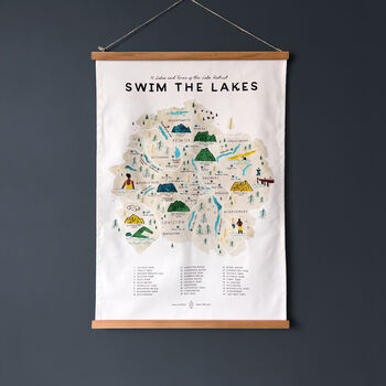 'Swim The Lakes' Map Tea Towel, 4 of 6