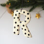 Handmade Black Polka Dot Clay Hanging Letter, thumbnail 3 of 4