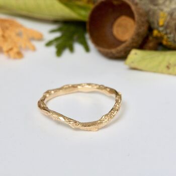 Shaped Twig Wedding Ring, Solid Gold Organic Ring, 3 of 9