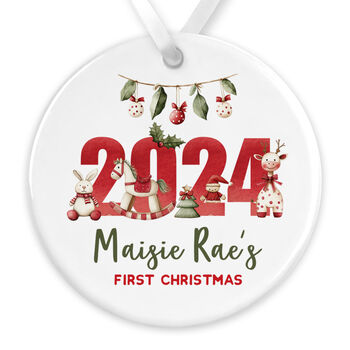 Personalised 2024 Baby's First Christmas Ceramic Decoration, 2 of 4