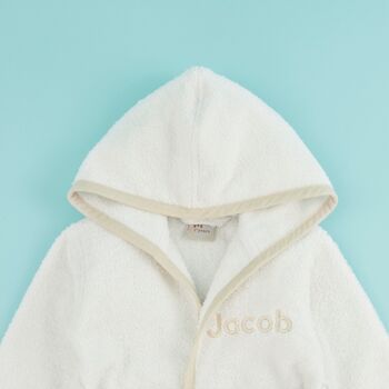 Personalised White Hooded Towelling Robe, 4 of 5