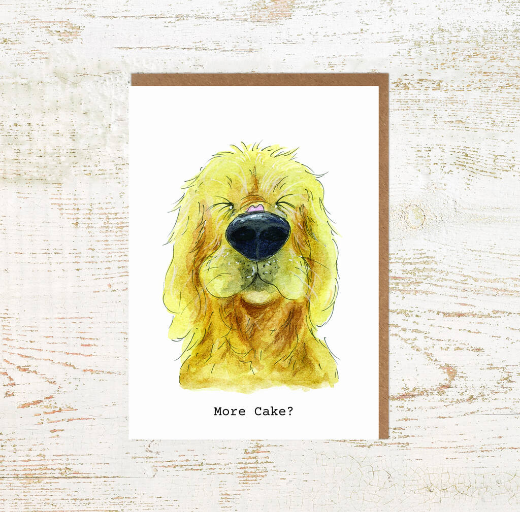 More Cake Golden Retriever Birthday Card