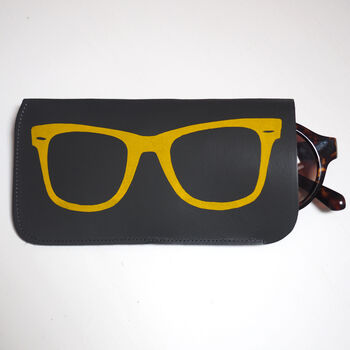 Grey And Yellow Printed Leather Sunglasses Case, 3 of 7