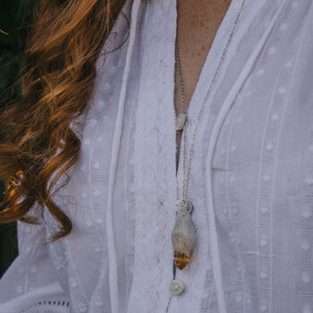 Citrine Crystal Pendant Necklace In Silver, 2 of 4