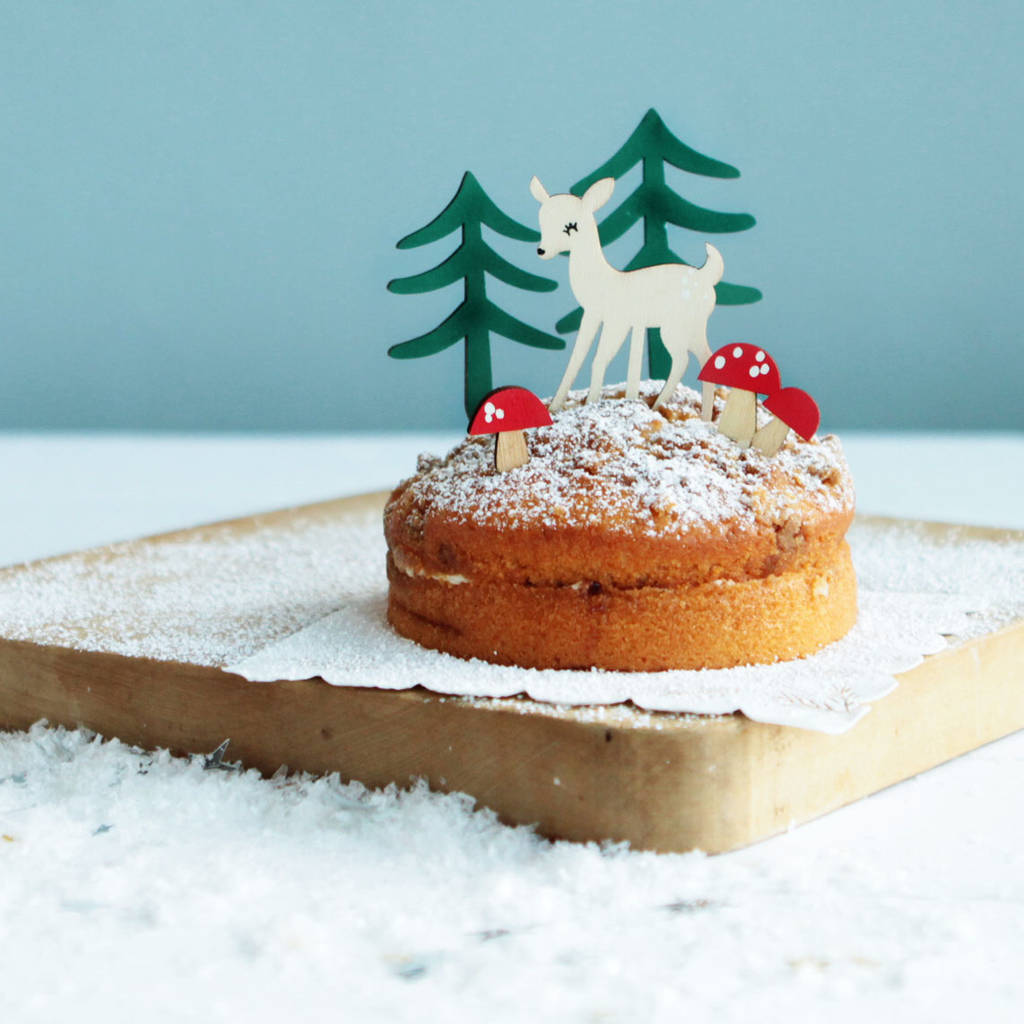 christmas wooden woodland cake decorations by postbox christmas wooden woodland cake decorations by postbox