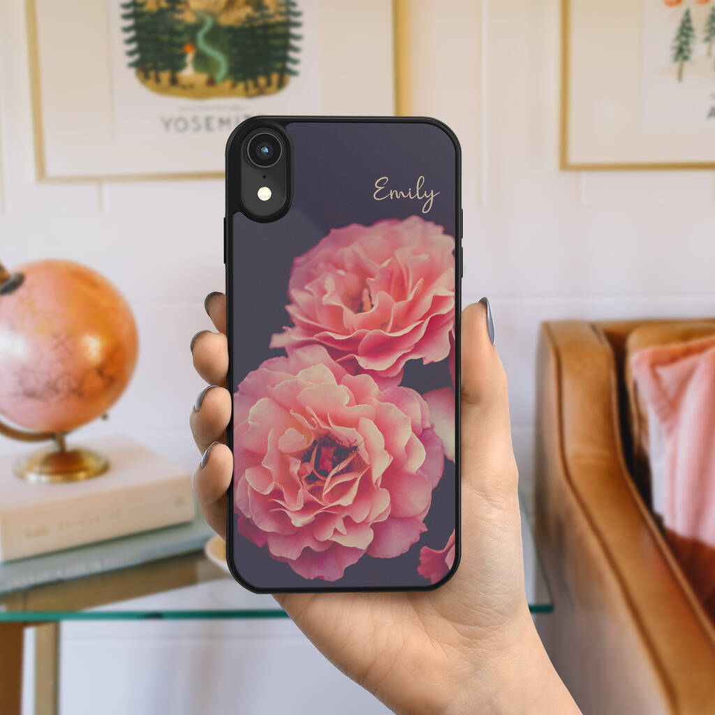 Pink Flowers iPhone Case Personalised 12 13 14 15 Se By Crank
