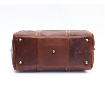 Oiled Leather Travel Duffle Bag Holdall Brown, 7 of 8