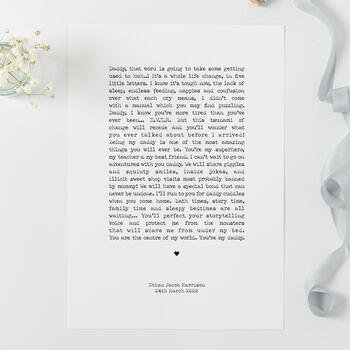 Newborn Letter To New Daddy Print, 2 of 6