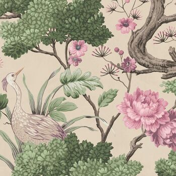Crane Bird Rose Pink/Cream Wallpaper, 3 of 4