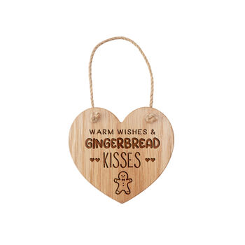 'Gingerbread Kisses' Christmas Oak Hanging Heart | Home Decor, 2 of 2