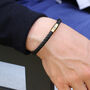 Mens Personalised Gold Plated Clasp Leather Bracelet, thumbnail 2 of 5