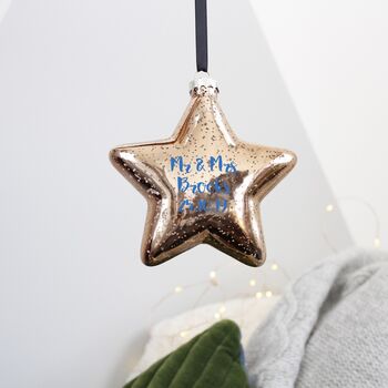 Mr And Mrs Glass Star Christmas Bauble Decoration, 6 of 8