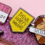 Think Happy Thoughts Enamel Pin Badge, thumbnail 2 of 4