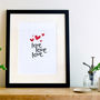 'Love Love Love' Hearts A4 Letterpress Art Print, thumbnail 1 of 3