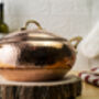 Hammered Solid Copper Casserole With Lid, Heavy Duty Copper, thumbnail 4 of 9