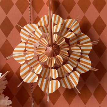 Orange And White Stripy Paper Fan Decoration Kit, 2 of 6