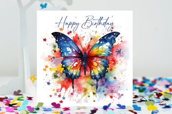 Butterflies And Blue Hydrangea Butterfly Card, Not 3D, 5 of 11
