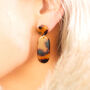 Dark Tortoise Shell Oblong Dangle Earrings, thumbnail 1 of 4