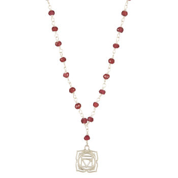 Root Chakra Garnet Necklace In Silver, 2 of 11