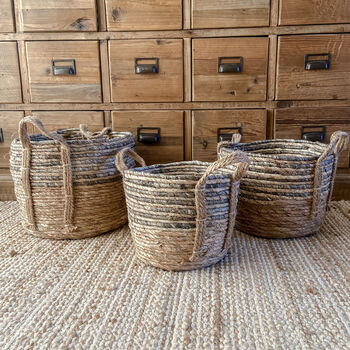 Neutral Jute Basket With Handles Three Sizes, 2 of 5
