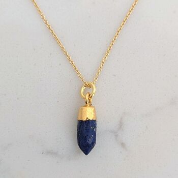 The 'En Pointe' Lapis Lazuli Gold Plated Necklace, 3 of 5