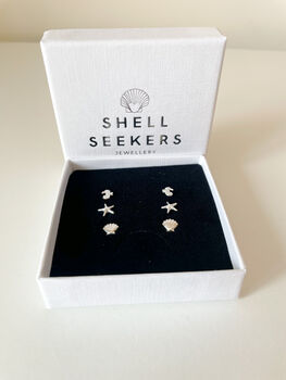 Sterling Silver Under The Sea Stud Earrings Set, 2 of 3