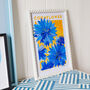 Cornflower Flower Art Risograph Print, thumbnail 1 of 4