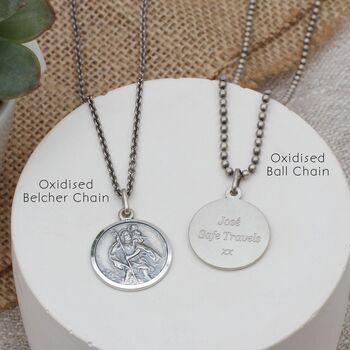 Personalised Oxidised Silver St Christopher Necklace, 2 of 9