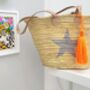 Hand Woven Star Beach Basket With Tassel, thumbnail 5 of 5