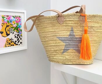 Hand Woven Star Beach Basket With Tassel, 5 of 5