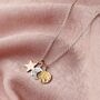 Textured Sun Moon And Star Birthstone Necklace, thumbnail 4 of 9